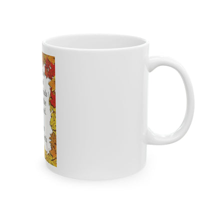 Autumn Leaves Quote Mug – "Wild is the music of autumn winds" William Wordsworth Ceramic Coffee Cup (11oz/15oz)