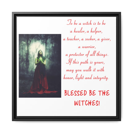 Blessed Be the Witches Framed Canvas Art — Witchy Inspirational Quote Wall Decor