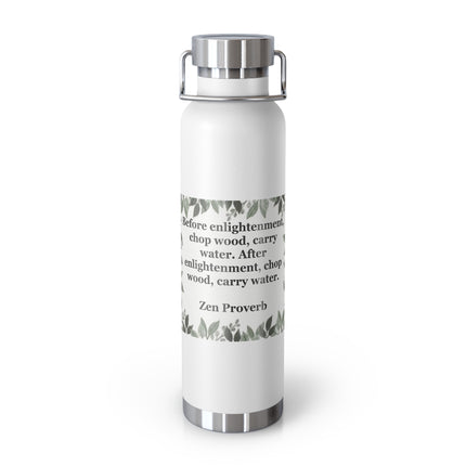 Zen Proverb 22oz Vacuum Water Bottle — Insulated Copper-Style Bottle with Leaf Border