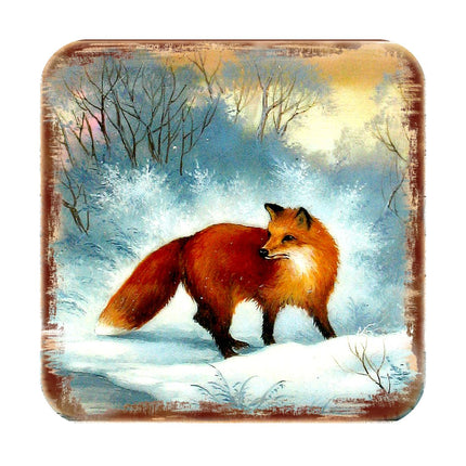 Fox Wooden Cork Coasters Gift Set of 4 by Nature Wonders - Nature Wildlife Decor  - 95376C-S4-3