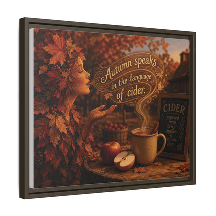 Framed Canvas Wall Art - “Autumn speaks in the language of cider.”