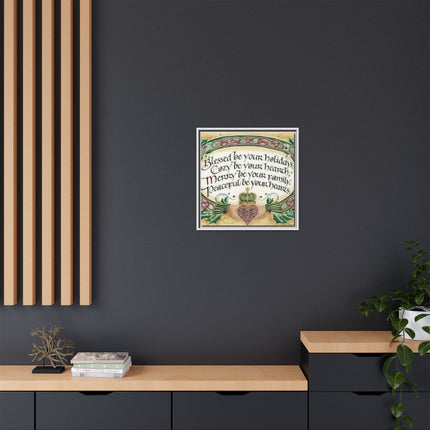 Framed Holiday Blessing Matte Canvas — "Blessed be your holidays" Celtic Wall Art