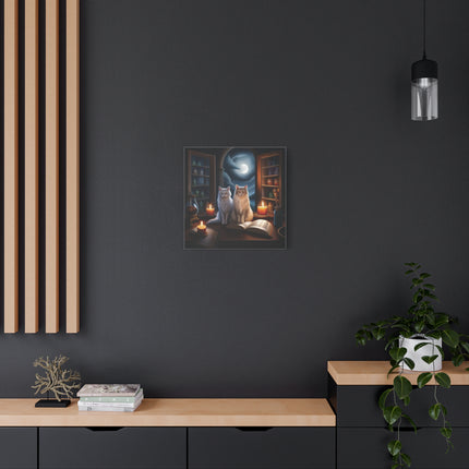 Mystic Moonlight Cats Canvas — Witchy Cat Art Print