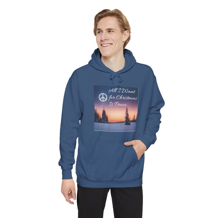 Peaceful Christmas Hoodie – "All I Want for Christmas is Peace" Winter Tree Graphic
