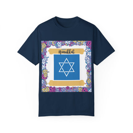 Happy Hanukkah Tee – Unisex Garment-Dyed Shirt for the Festival of Lights