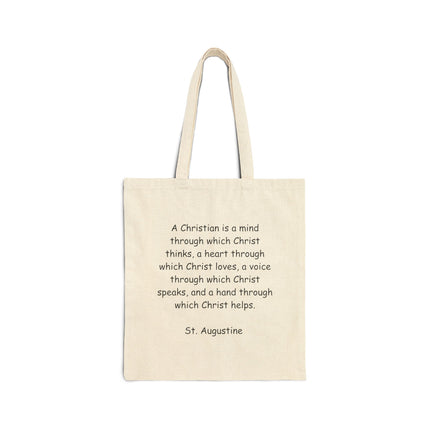 Canvas Tote Bag — St. Augustine Quote “A Christian is a mind...” Inspirational Religious Shopper