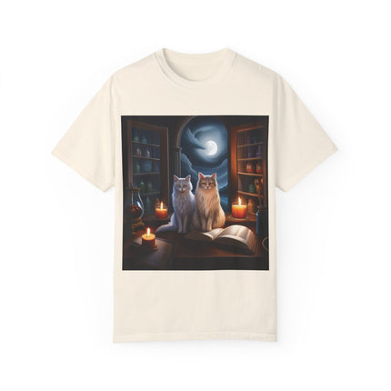 Magical Cats T-Shirt – Cozy Night Reading – Unisex Garment-Dyed