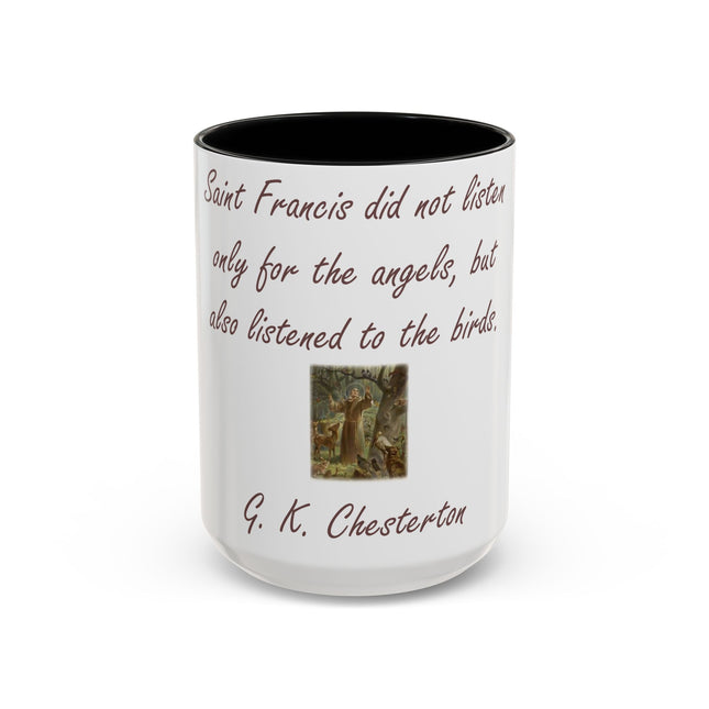 15oz Accent Ceramic Mug – Tribute to Saint Francis – Nature Lover Gift