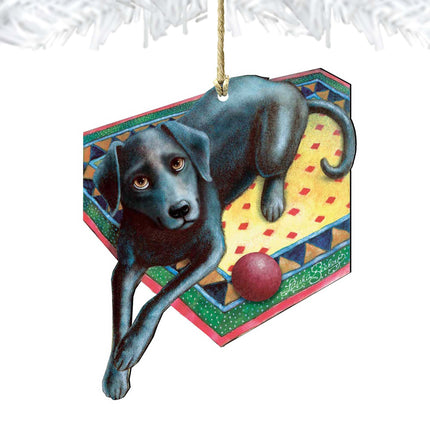 Ready When You Are Black Dog Wooden Ornaments by Laura Seeley - Pets Dog and Cats Decor - 8511017-LS-4