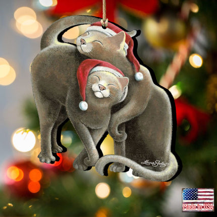 Star Crossed Santa Cat Wooden Ornaments by Laura Seeley - Pets Dog and Cats Decor - 8512068-LS-2