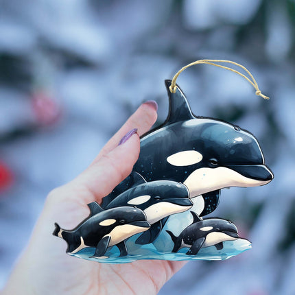 Orca's Family Wooden Ornaments by G.Debrekht - Wildlife Holiday Decor - 8710102-2-3