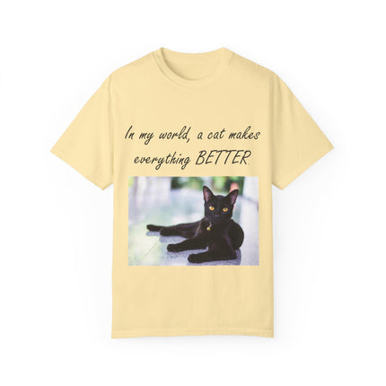 In My World Cat T-Shirt – Unisex Garment-Dyed Tee for Cat Lovers