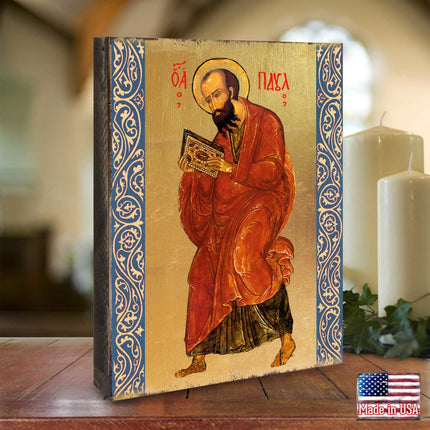 Saint Paul Wooden Gold Plated Religious Christian Sacred Icon - Inspirational Icon Decor - 85035-1