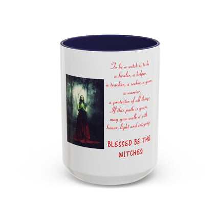 Blessed Be the Witches Accent Coffee Mug — Witchcraft Poem, Gothic Pagan Gift