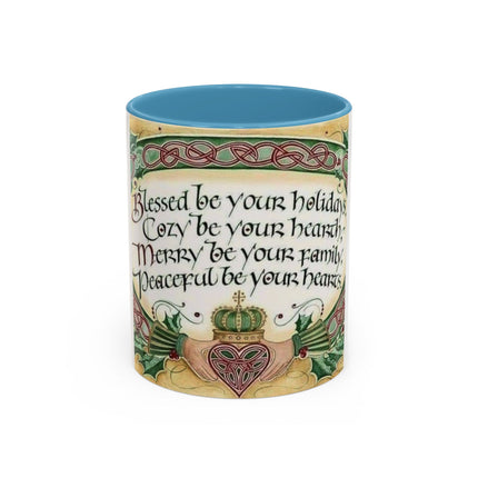 Blessed Holiday Accent Mug – 11oz Ceramic Gift with Heart & Crown Design