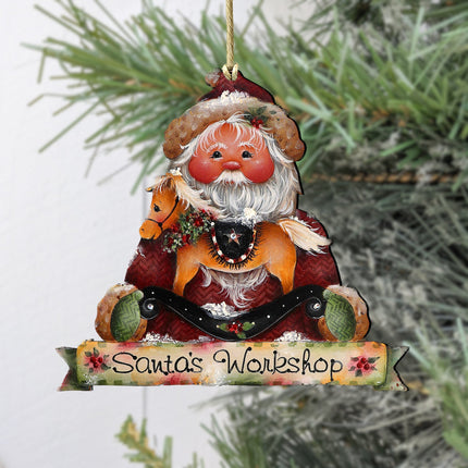 Santa's Workshop Wooden Ornaments by Jamie Mills-Price Christmas Santa Snowman Decor - 8611068-2-MP-4