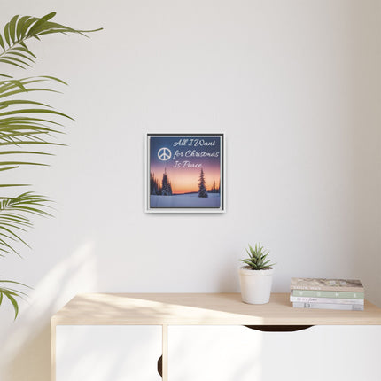 Framed Canvas Wall Art — "All I Want for Christmas Is Peace" Winter Landscape