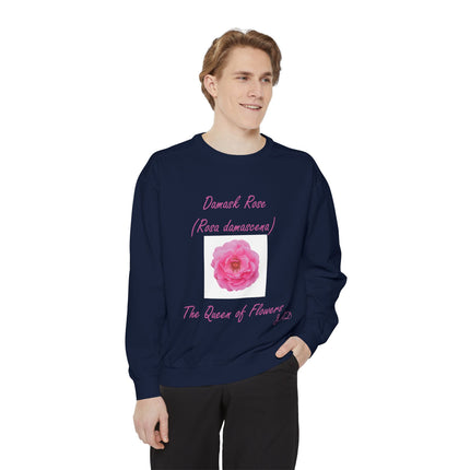 Unisex Floral Sweatshirt - Damask Rose Design - The Queen of Flowers