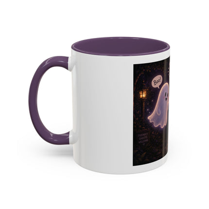 Halloween Ghost Coffee Mug — “Boo is just hello in ghost language” Accent Mug