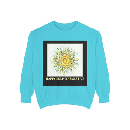 Happy Summer Solstice Unisex Sweatshirt - Cozy Garment-Dyed Apparel for Seasonal Celebrations