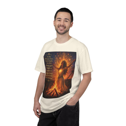 Burning Bright: Beltane Fire Goddess T-Shirt — "As the Beltane fires burn bright" Spiritual Pagan Tee