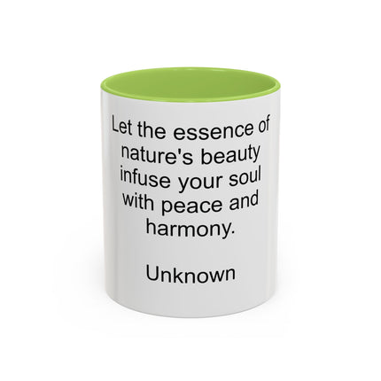 Nature Quote Coffee Mug — "Let the essence of nature's beauty..." Inspirational Accent Mug