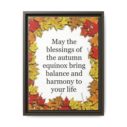 Autumn Equinox Blessing Framed Canvas — Fall Leaves Wall Art