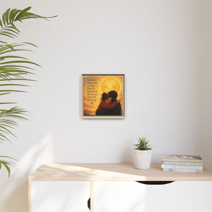 Sunshine Hug Framed Canvas — "Sometimes all you need is a hug" Wall Art