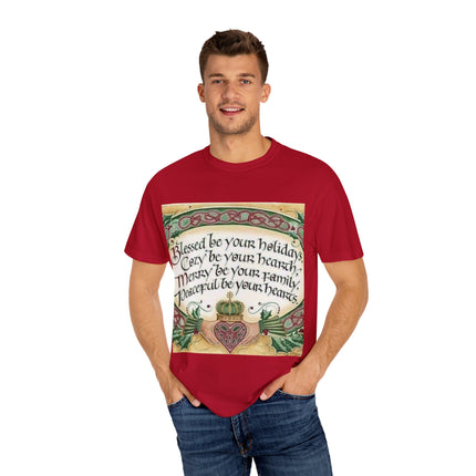Blessed Be Your Holiday Tee – Celtic-Inspired Unisex Garment-Dyed