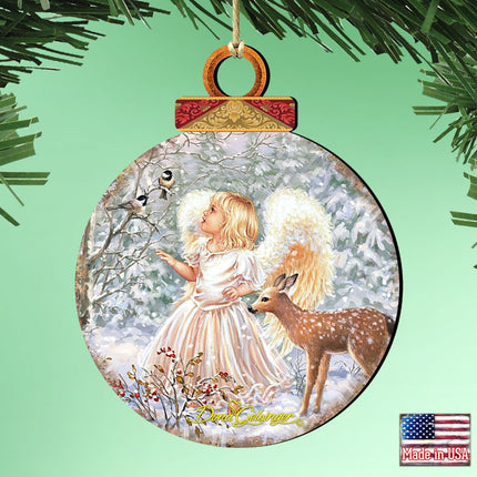 Woodland Angel Deer Wooden Ornaments by Gelsinger - Nativity Holiday Decor - 8021122-1703-1