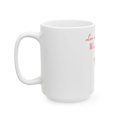 Rumi Quote Ceramic Mug — “Love is the whole thing. We are only pieces.” (Heart Puzzle)