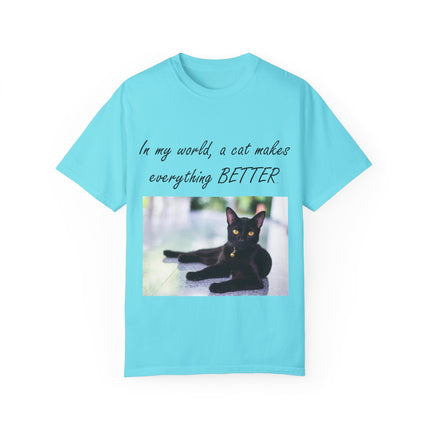 In My World Cat T-Shirt – Unisex Garment-Dyed Tee for Cat Lovers