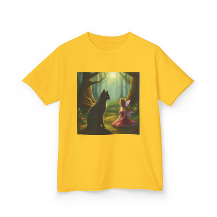 Kids Tee — Fairy Princess and Cat Forest Illustration