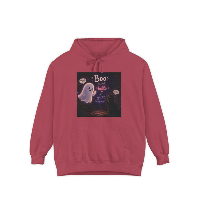 Cute Ghost 'Boo Is Just Hello' Halloween Hoodie