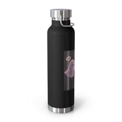 22oz Copper Vacuum Bottle — Cute Ghost "Boo is just hello in ghost language" Insulated Bottle