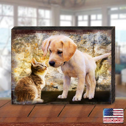 Allene Dog & Cat Art Wooden Wall Art by Nature Wonders - Pets Dog and Cats Decor - 95340B-1