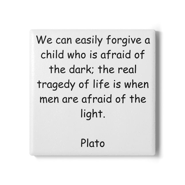 Inspirational Quote Ceramic Coaster - Plato's Wisdom for Home Decor