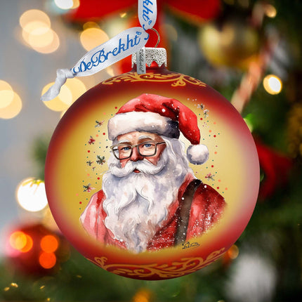Jolly Santa Claus Ball Glass Ornament by G. Debrekht - Christmas Santa Snowman Decor - 73374-2
