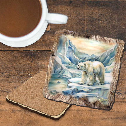 Polar Bear Wooden Cork Coasters Gift Set of 4 by Nature Wonders Nature Wildlife Decor  - 95400C-S4-1