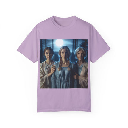 Mystical Sisterhood Tee – Garment-Dyed Shirt of Triple Goddess