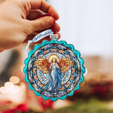Love Harmony Angel Wreath Glass Ornament by G. Debrekht - Nativity Holiday Decor - 759-054-3