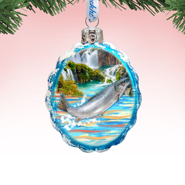 Salmon Mercury Glass Ornament by G. DeBrekht - Wildlife Holiday Decor - 771055-0
