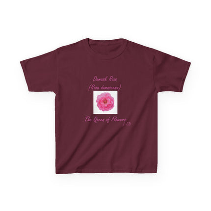 Kids Heavy Cotton Tee – Damask Rose Floral Design