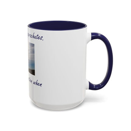 Parachute Quote Accent Mug – 15oz Ceramic Cup for Open Minds
