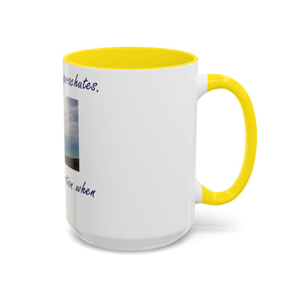 Parachute Quote Accent Mug – 15oz Ceramic Cup for Open Minds