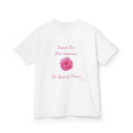 Kids Heavy Cotton Tee – Damask Rose Floral Design