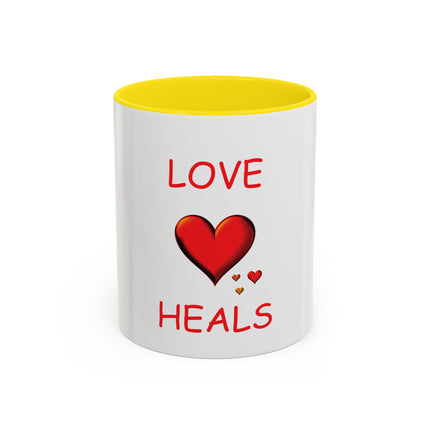 Love Heals Accent Coffee Mug — 11/15oz Heart Healing Gift