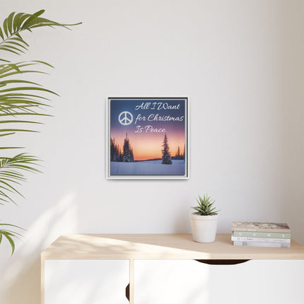 Framed Canvas Wall Art — "All I Want for Christmas Is Peace" Winter Landscape