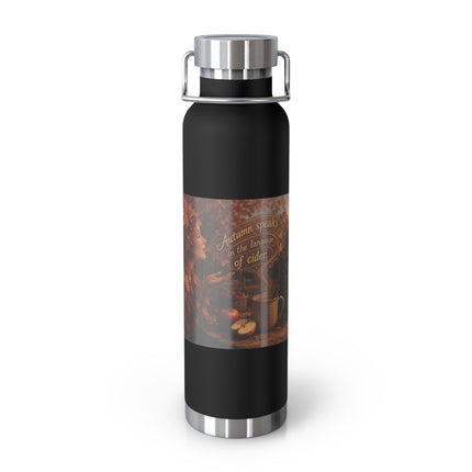 22oz Copper Vacuum Bottle — Autumn Leaves Cider Design