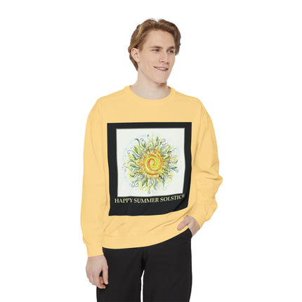 Happy Summer Solstice Unisex Sweatshirt - Cozy Garment-Dyed Apparel for Seasonal Celebrations
